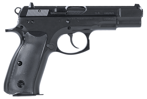 CZ-USA 01130 75BD  9mm Luger 10+1 4.60" Black Steel Barrel, Black Steel Serrated Slide, Black Polycoat Steel Frame w/Beavertail, Black Plastic Grip, Ambidextrous