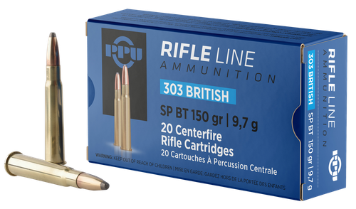 PPU PP303S1 Standard Rifle  303British 150gr Soft Point Boat Tail 20 Per Box/10 Case