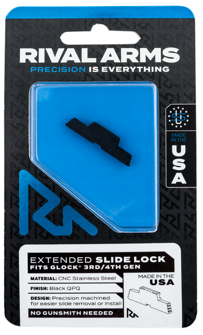 Rival Arms RA80G001A Slide Lock  Extended Compatible w/Glock Gen3-4 Stainless Steel