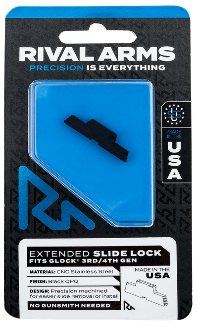 Rival Arms RA80G001A Slide Lock  Extended Compatible w/Glock Gen3-4 Stainless Steel