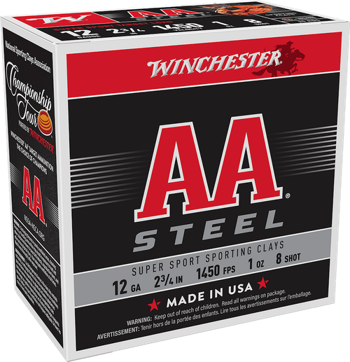 Winchester Ammo AASCL12S8 AA Super Sport Sporting Clay 12Gauge 2.75" 1oz 8Shot 25 Per Box/10 Case