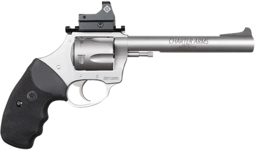 Charter Arms 74465 Mastiff Target Large Frame 44 Special 5rd 6" Stainless Steel Barrel, Cylinder & Frame, Sightmark Micro Optic, Picatinny Rail, Black Rubber Grip, Exposed Hammer