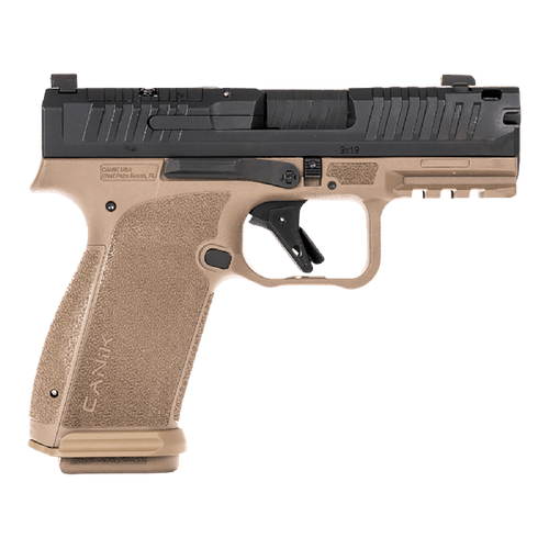 Canik HG8328BDN Mete MC9 Prime Sub-Compact Frame 9mm Luger 17+1 3.64" Black Black Steel Serrated Slide, Flat Dark Earth Polymer Frame w/Picatinny Rail, Textured Grip