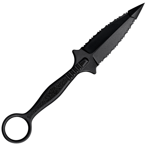 Cold Steel CS92FR FGX Ring Dagger 3.50" Fixed Serrated Dagger Black Griv-Ex Blade/Black w/Molded Ring Griv-Ex Handle