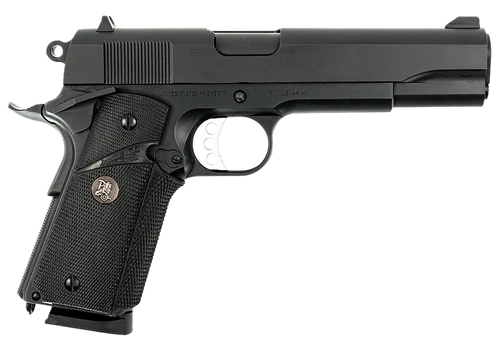 MAC 10100575 1911 Meusoc Full Size Frame 45 ACP 8+1 5" Black Target Crown Barrel, QPQ Tenifer Cerakote Steel Serrated Slide, QPQ Tenifer Cerakote Steel Frame w/Beavertail, Black Pachmayr Grip