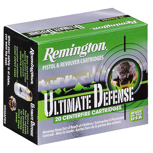 Remington Ammunition 28957 Ultimate Defense Full Size Handgun 40S&W 165gr Brass Jacketed Hollow Point 20 Per Box/25 Case