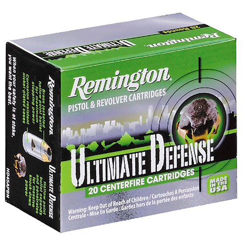 Remington Ammunition 28957 Ultimate Defense Full Size Handgun 40S&W 165gr Brass Jacketed Hollow Point 20 Per Box/25 Case