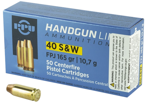 PPU PPH40F Handgun  40S&W 165gr Flat Point Jacketed 50 Per Box/10 Case