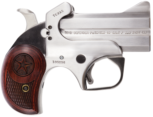 Bond Arms BATD Texas Defender 45 Colt (LC)/410 Gauge 2rd 3" Barrel, Stainless Metal Finish, Rosewood Grip, Blade Front/Fixed Rear Sights, Manual Safety