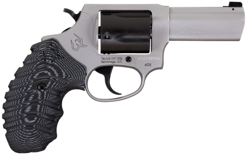 Taurus 260535NSVZ Defender 605  SA/DA 357 Mag/38 Special +P 5rd 3" Matte Stainless Steel Barrel, Matte Black Cylinder, Matte Finish Stainless Steel Frame, Black/Gray VZ Grip, Night Front Sight