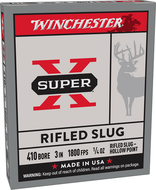 Winchester Ammo X413RS5 Super X  410Gauge 3" 1/4oz Rifled Slug Shot 5 Per Box/50 Case