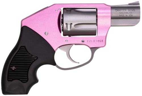 Charter Arms 53851 Undercover Lite Chic Lady Small 38 Special 5 Shot 2" High Polished Stainless Steel Barrel & Cylinder, Pink Aluminum Frame w/Black Finger Grooved Rubber Grip, Concealed Hammer