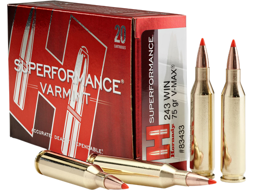 Hornady 80411 Superformance  243WSSM 75gr V-Max 20 Per Box/10 Case