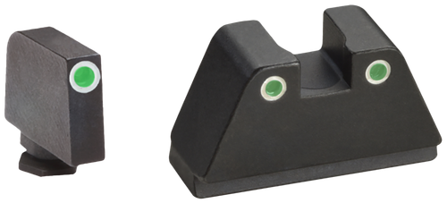 AmeriGlo GL329 Optic Compatible Sight Set for Glock  XL Tall Green Tritium White Outline Front Sight-Green Tritium White Outline Rear Sight