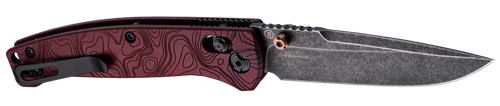 Hogue 24452 Mysto  3.40" Folding Drop Point Plain Black Stonewashed CPM MagnaCut Steel Blade, Redstone Richlite Handle