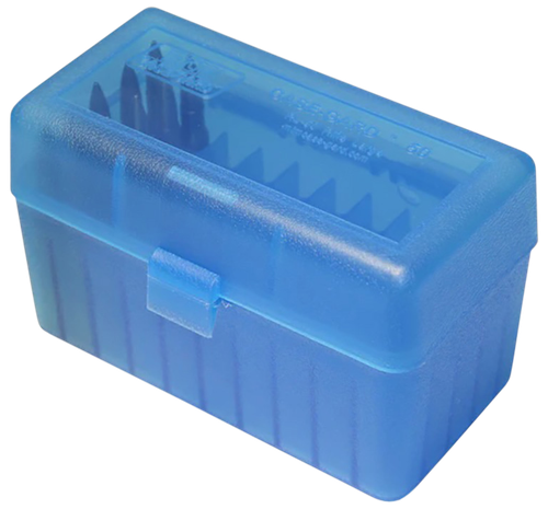 MTM Case-Gard RSS5024 Ammo Box Flip-Top 6mm PPC/7mm Clear Blue Polypropylene 50rd
