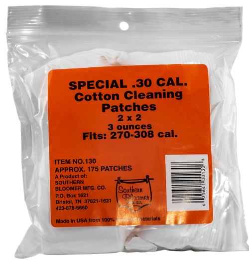 Southern Bloomer 130 Cleaning Patches 30 Cal Cotton 175 Per Bag