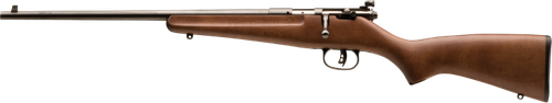 Savage Arms 13820 Rascal  Youth 22 LR 1rd 16.13" Matte Black Sporter Barrel, Matte Black Carbon Steel Receiver, Satin Brown Fixed Wood Stock, Left Hand