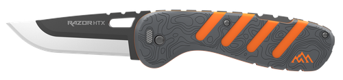 Outdoor Edge HTX30Y6C Razor HTX  3" Folding Plain 420J2 SS Blade Gray/Orange