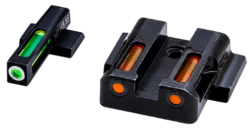 HiViz MPSN421 LiteWave H3 Sight Set for S&W Shield Green Tritium White Outline Front Sight-Orange Fiber Optic Rear Sight