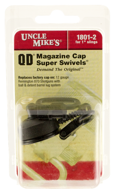 Uncle Mike's 18012 Mag Cap Swivel Set made of Steel with Blued Finish, 1" Loop Size & Quick Detach Style for 12 Gauge Remington 870 & 870 Youth Shotguns Includes Two Super Swivels