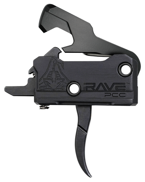 Rise Armament T017PCCBLK Rave Pistol Caliber Carbine Single-Stage Curved Trigger with 3.50 lbs Draw Weight & Black Nitride Finish for AR-Platform