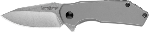 Kershaw 1375 Valve  EDC 2.25" Folding Drop Point Plain Stonewashed 4Cr14 Blade, Bead Blasted Stainless Steel Handle