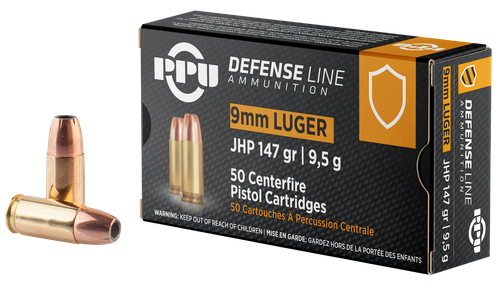 PPU PPD92 Defense  9mmLuger 147gr Jacketed Hollow Point 50 Per Box/20 Case