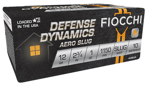 Fiocchi 12LRSLUG Defense Dynamics Aero 12Gauge 2.75" 1oz RifledSlug Shot 10 Per Box/25 Case