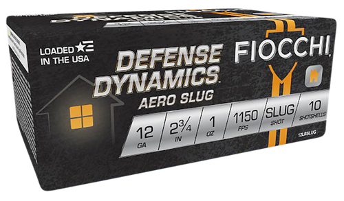 Fiocchi 12LRSLUG Defense Dynamics Aero 12Gauge 2.75" 1oz RifledSlug Shot 10 Per Box/25 Case