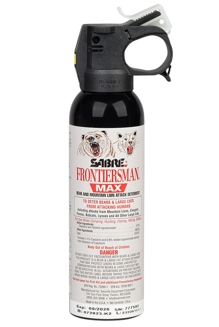 Sabre FBADX03 Frontiersman Bear & Mountain Lion Spray Capsaicinoids Range 40ft 7.90 oz