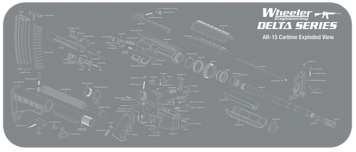 Wheeler 156824 AR-15 Maintenance Mat Delta Gray/White Neoprene Top w/Rubber Back 20"x47" AR-15 Parts Diagram