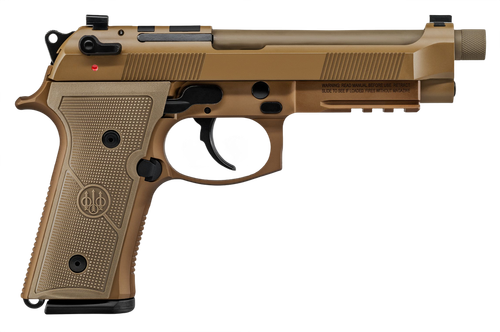Beretta USA JS92M9A4M15 M9A4  9mm Luger 5.10" Barrel 15+1, Flat Dark Earth Cerakote Polymer Frame, Serrated Steel Optic Cut Slide, Polymer Grip & Decocker Safety