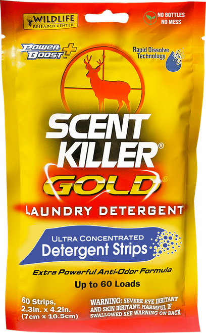 Wildlife Research 1285 Scent Killer Gold Laundry Detergent Strips Odor Eliminator Odorless Scent 60 Pack