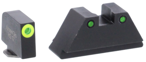 AmeriGlo GL252 Optic Compatible Sight Set for Glock  XL Tall Green Tritium LumiGreen Outline Front Sight-Green Tritium Black Outline Rear Sight
