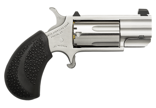 North American Arms PUGD Pug  22 WMR 5 Shot 1" Stainless Steel Barrel, Frame & Cylinder, Black Pebbled Rubber Grip, Exposed Hammer