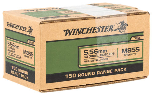 Winchester Ammo WM855150 USA M855 Green Tip 5.56x45mmNATO 62gr Full Metal Jacket 150 Per Bx/4 Case *Value Pack