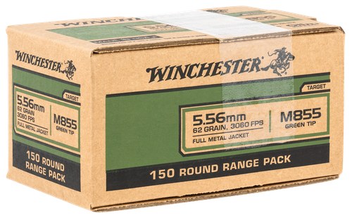 Winchester Ammo WM855150 USA M855 Green Tip 5.56x45mmNATO 62gr Full Metal Jacket 150 Per Bx/4 Case *Value Pack