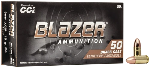 CCI 5200 Blazer Brass Handgun 9mmLuger 115gr Full Metal Jacket 50 Per Box/20 Case