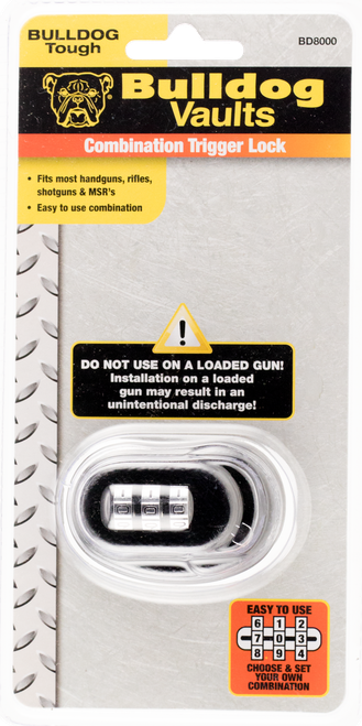 Bulldog BD8000 Trigger Lock  Open With Combination Black Metal Firearm Fit- Handgun/Rifle/Shotgun