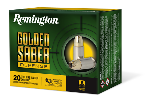 Remington Ammunition 27607 Golden Saber Defense 40S&W 165gr Brass Jacketed Hollow Point 20 Per Box/25 Case