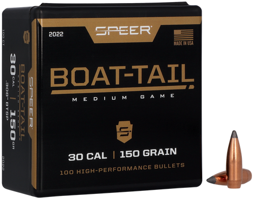Speer 2022 Boat-Tail  30Cal 150gr Jacketed Soft Point Boat Tail 100 Per Box/5 Case
