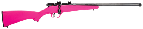 Savage Arms 13835 Rascal FLV-SR Youth 22 LR 1rd 16.12" Matte Blued Heavy Barrel, Matte Blued Carbon Steel Receiver, Pink Synthetic Stock, Right Hand