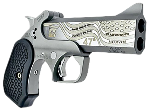 Bond Arms DT47-45/410 DT-47 Trump 47th President 45 Colt (Long Colt)/.410 2 Shot4.25" Stainless w/Gold Engraving Double Barrel, Stainless Steel Frame, Black Extended B6 Resin Grips
