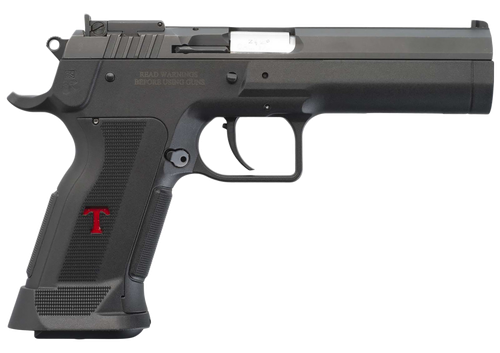 Tanfoglio IFG TFSTOCK3P9 Stock III  Full Size 9mm Luger 16+1, 4.44" Black Polygonal Rifled Barrel, Black Serrated Slide, Black Polymer Frame w/Beavertail, Black Polymer Grip