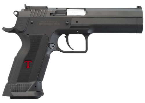 Tanfoglio IFG TFSTOCK3P9 Stock III  Full Size 9mm Luger 16+1, 4.44" Black Polygonal Rifled Barrel, Black Serrated Slide, Black Polymer Frame w/Beavertail, Black Polymer Grip