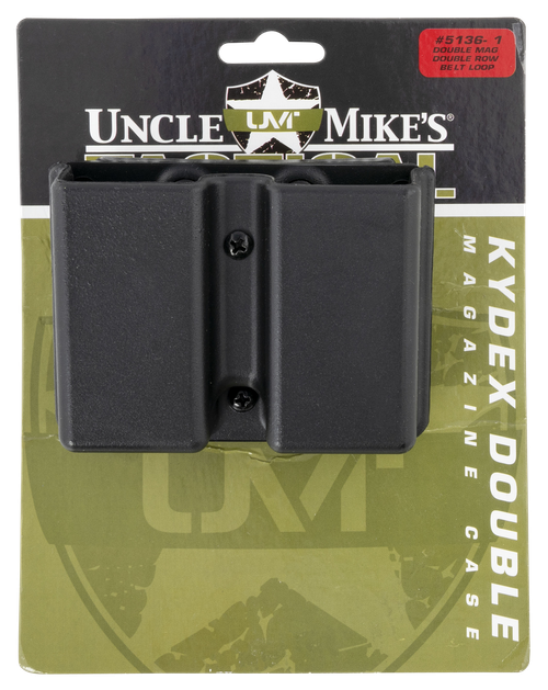 Uncle Mike's 51361 Kydex Double Mag Case Black Kydex Belt Clip 9mm Luger 40 S&W Belts 1.75" Wide