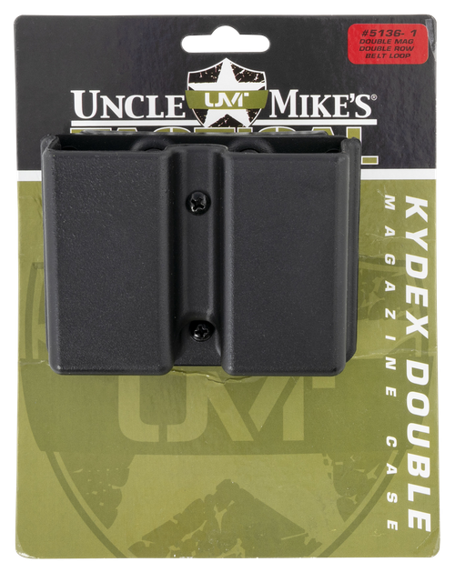 Uncle Mike's 51361 Kydex Double Mag Case Black Kydex Belt Clip 9mm Luger 40 S&W Belts 1.75" Wide