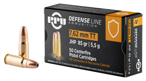 PPU PPD7T Defense  7.62x25mmTokarev 85gr Jacketed Hollow Point 50 Per Box/10 Case
