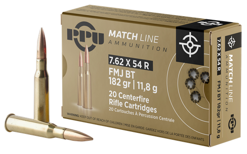 PPU PPM7 Match  7.62x54mmR 182gr Full Metal Jacket 20 Per Box/10 Case